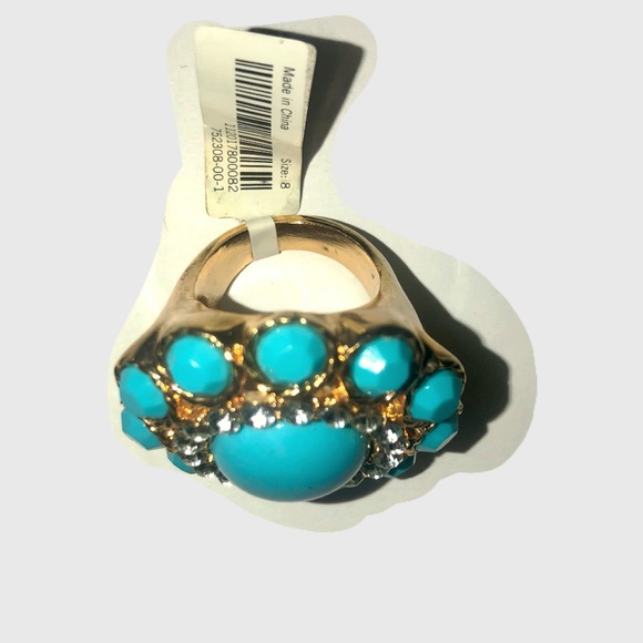 Calvin Klein chunky gold ring,turquoise  Women’s size 7 ring. NWTS - Picture 2 of 2